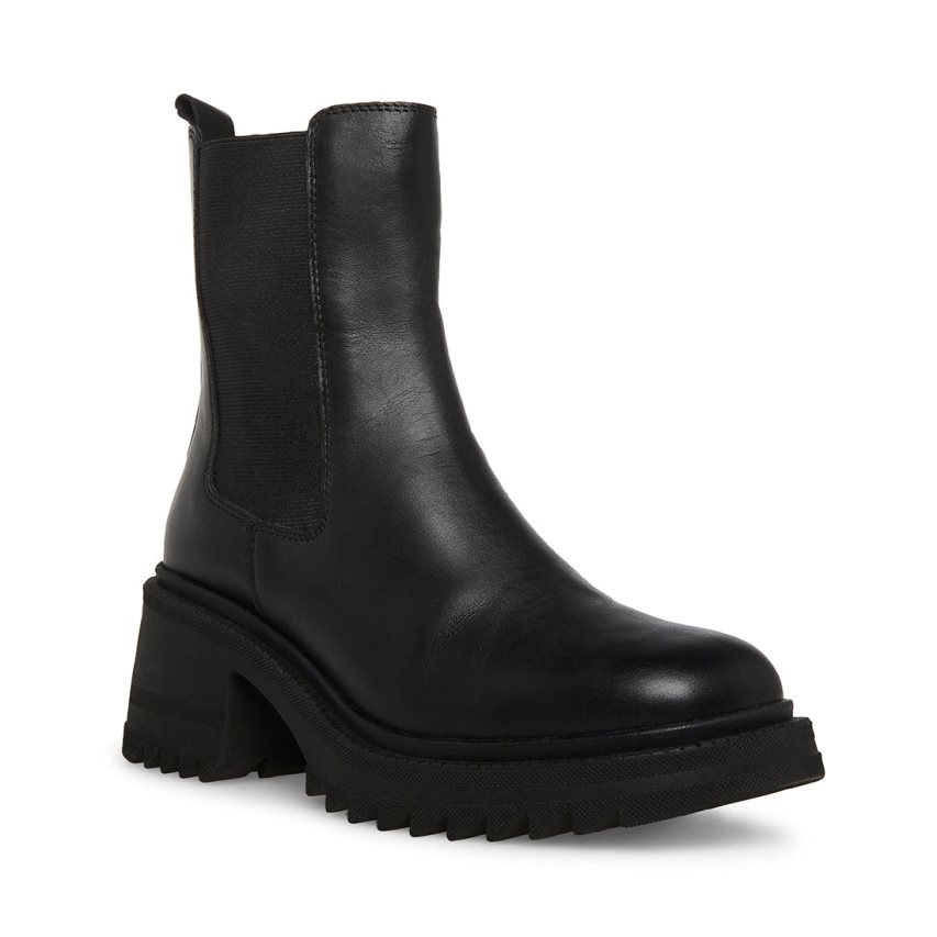 Black Steve Madden Garth Leather Women's Chelsea Boots | PH 3641DAM